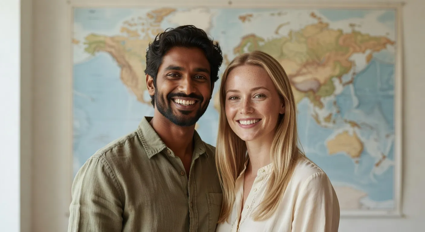 Couple international se rencontrant pour la premiere fois en France