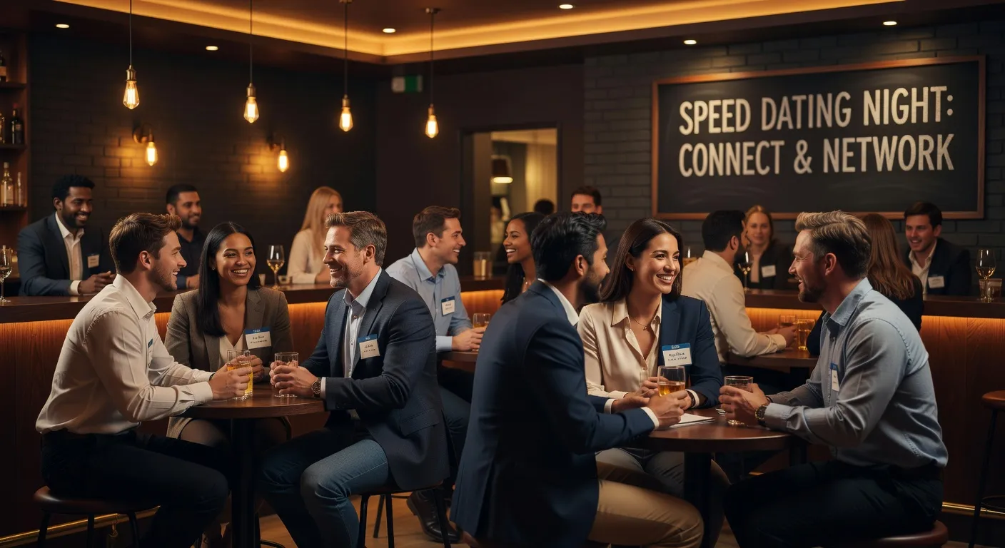 Evenement de speed dating dans un bar avec des participants en face a face