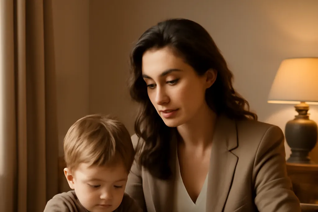 Femme adulte discutant avec un enfant devant une carte du monde, prépare un projet de voyage