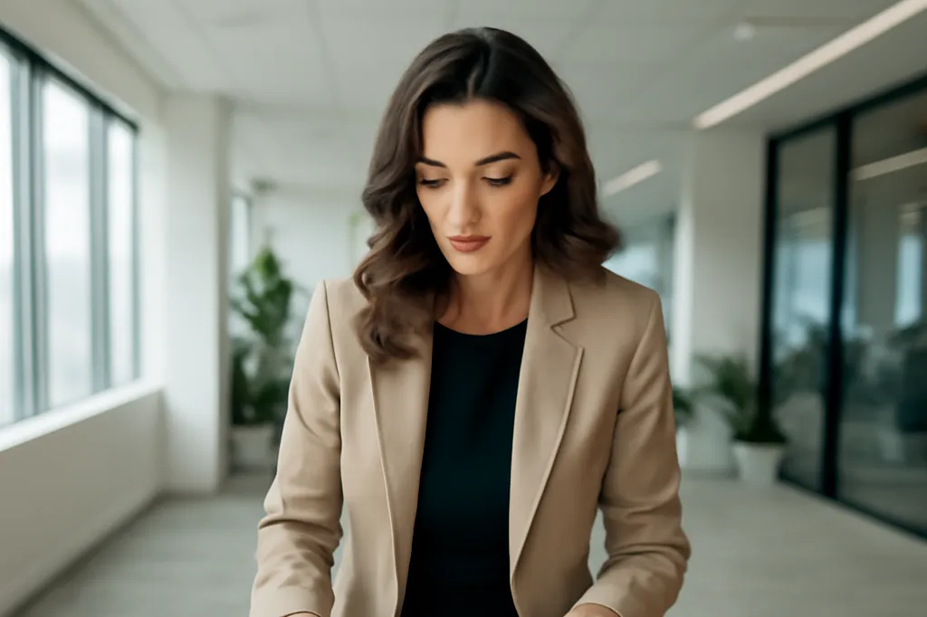 Femme adulte consultant des documents juridiques et une chronologie de dates dans un bureau lumineux