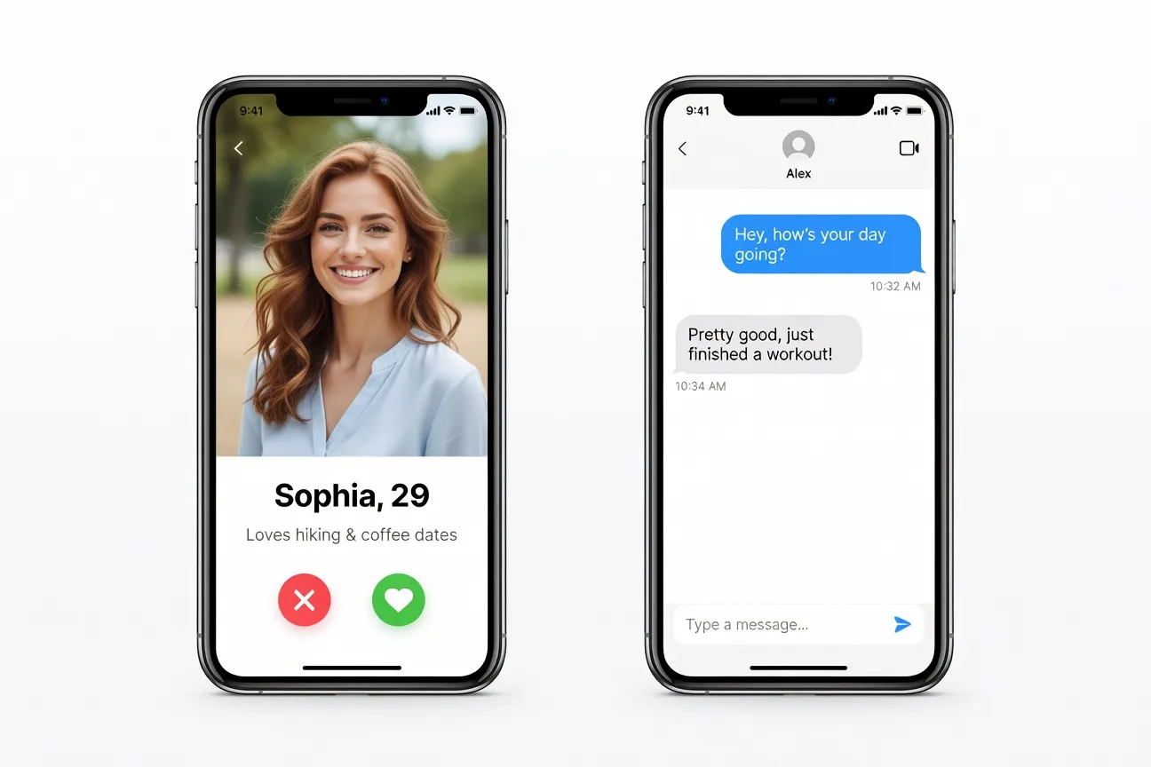 Comparaison interface Meetic et Hinge sur smartphone 2026