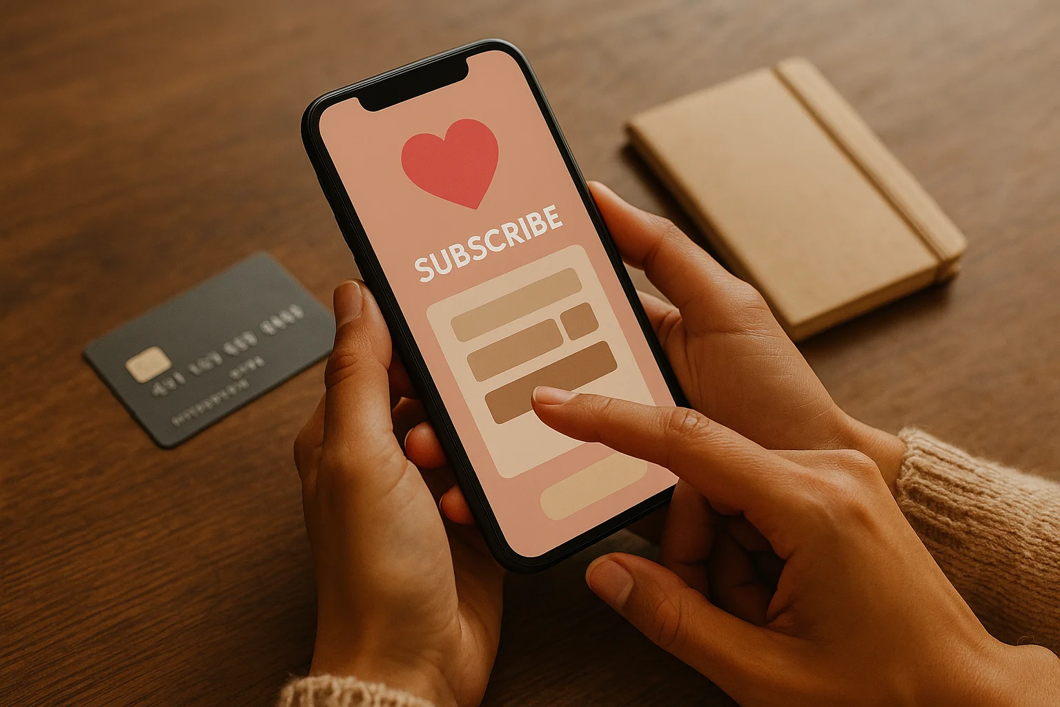 Smartphone affichant une page d'abonnement à une application de rencontre