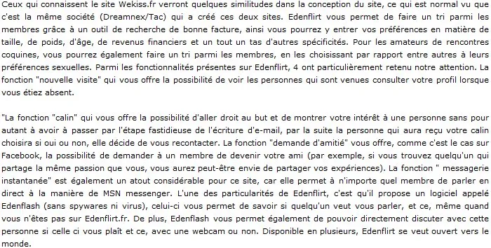 Zone de texte EdenFlirt